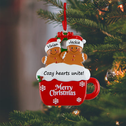 Personalized Gingerbread Mug Family of 2 Christmas Ornament