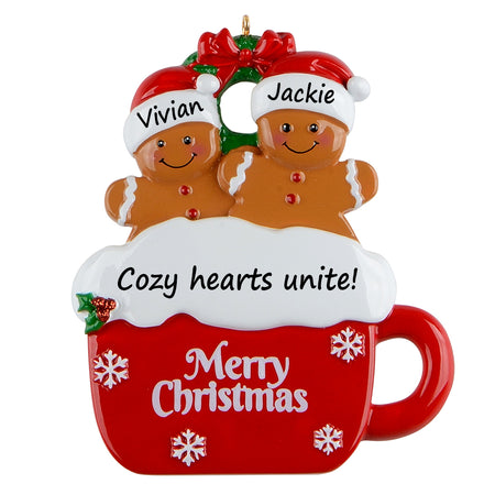 Personalized Gingerbread Mug Family of 2 Christmas Ornament