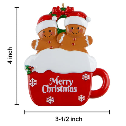 Personalized Gingerbread Mug Family of 2 Christmas Ornament