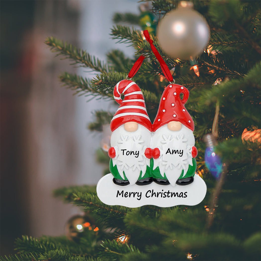 Personalized Gnome Family of 2 Christmas Ornament