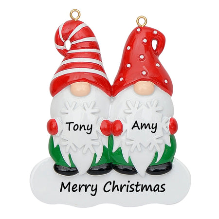 Personalized Gnome Family of 2 Christmas Ornament