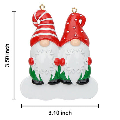 Personalized Gnome Family of 2 Christmas Ornament