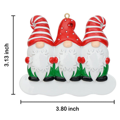 Personalized Gnome Family of 3 Christmas Ornament