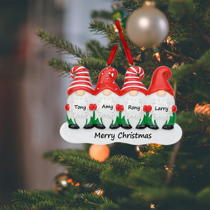 Personalized Gnome Family of 4 Christmas Ornament
