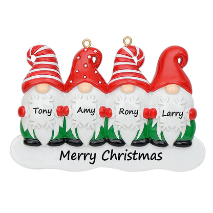 Personalized Gnome Family of 4 Christmas Ornament