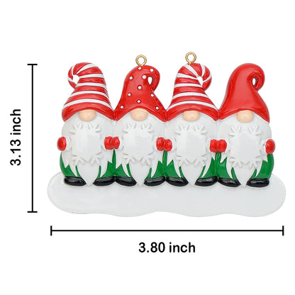 Personalized Gnome Family of 4 Christmas Ornament