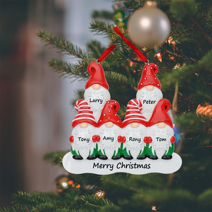 Personalized Gnome Family of 6 Christmas Ornament