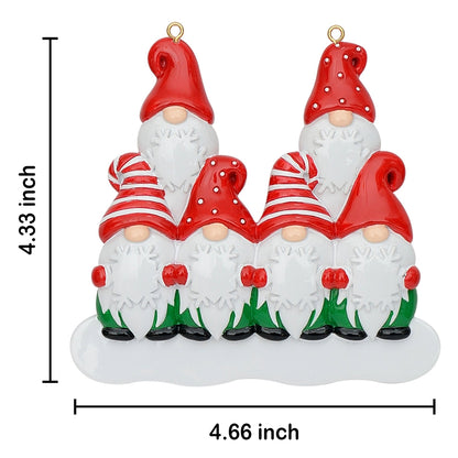 Personalized Gnome Family of 6 Christmas Ornament
