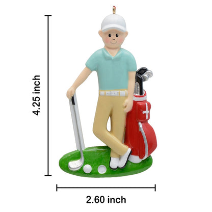 Personalized Golf Boy with Red Golf Bag Ornament