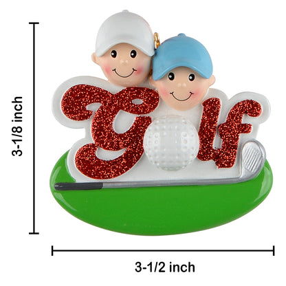 Personalized Golf Friends Family of 2 Ornament