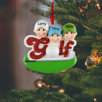 Personalized Golf Friends Family of 3 Ornament