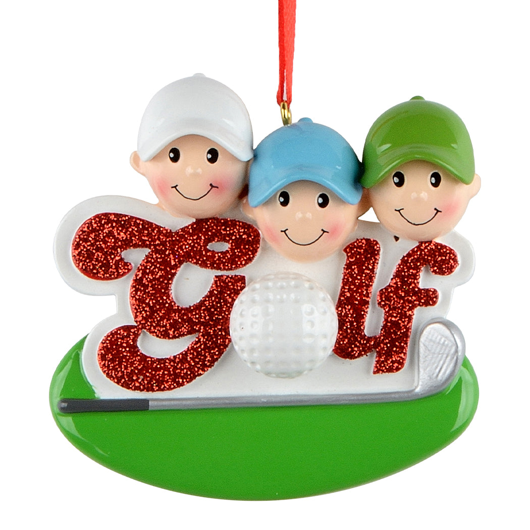 Personalized Golf Friends Family of 3 Ornament
