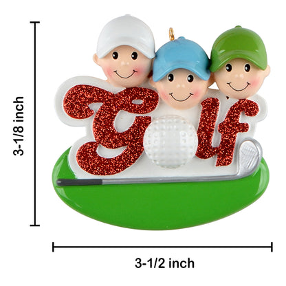 Personalized Golf Friends Family of 3 Ornament