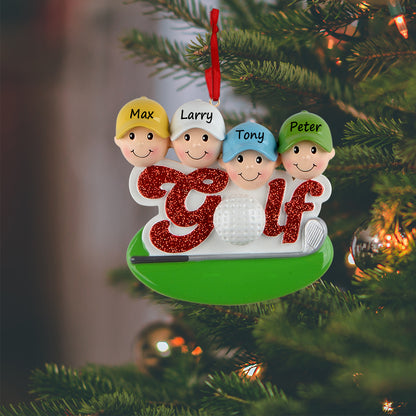 Personalized Golf Friends Family of 4 Ornament