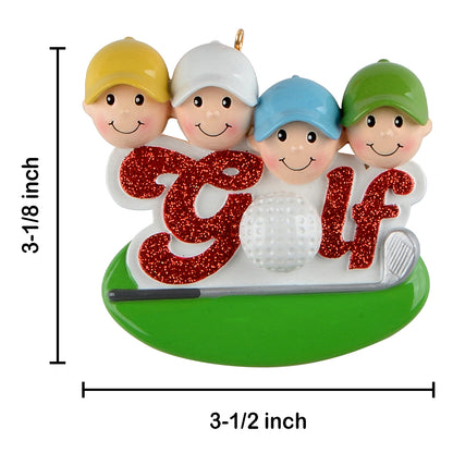 Personalized Golf Friends Family of 4 Ornament