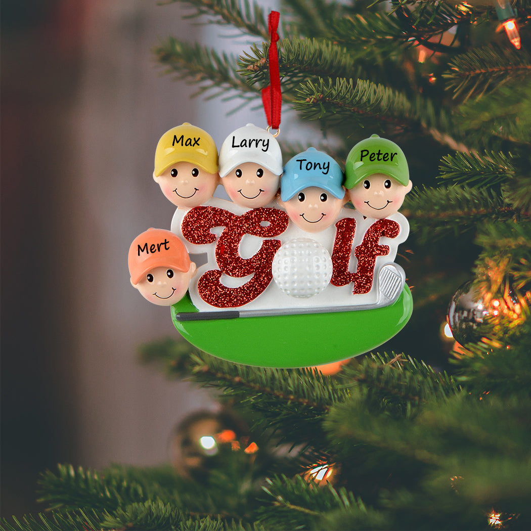 Personalized Golf Friends Family of 5 Ornament