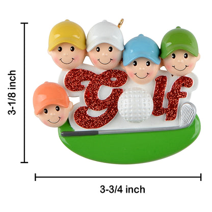 Personalized Golf Friends Family of 5 Ornament