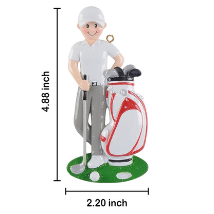 Personalized Golfer Boy with Golf Bag Ornament