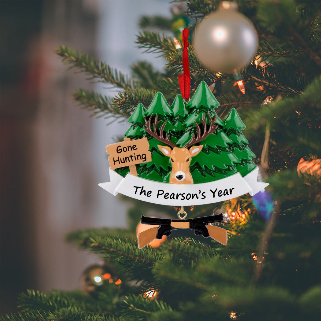 Personalized Gone Hunting Deer Ornament