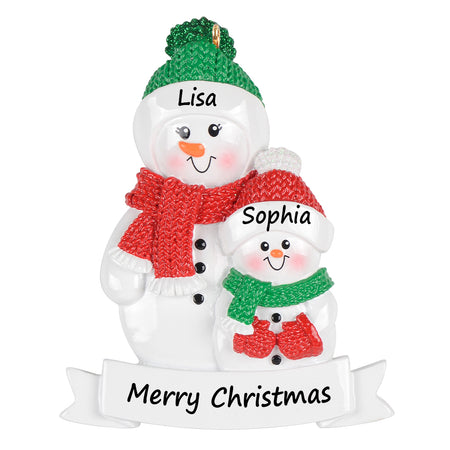 Personalized Grandma Snowman with 1 Grandkid Christmas Ornament