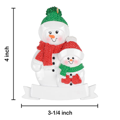 Personalized Grandma Snowman with 1 Grandkid Christmas Ornament