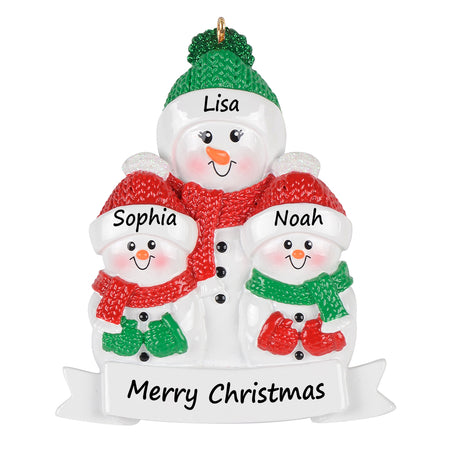 Personalized Grandma Snowman with 2 Grandkids Christmas Ornament