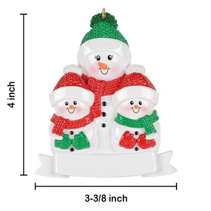 Personalized Grandma Snowman with 2 Grandkids Christmas Ornament