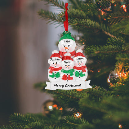 Personalized Grandma Snowman with 3 Grandkids Christmas Ornament