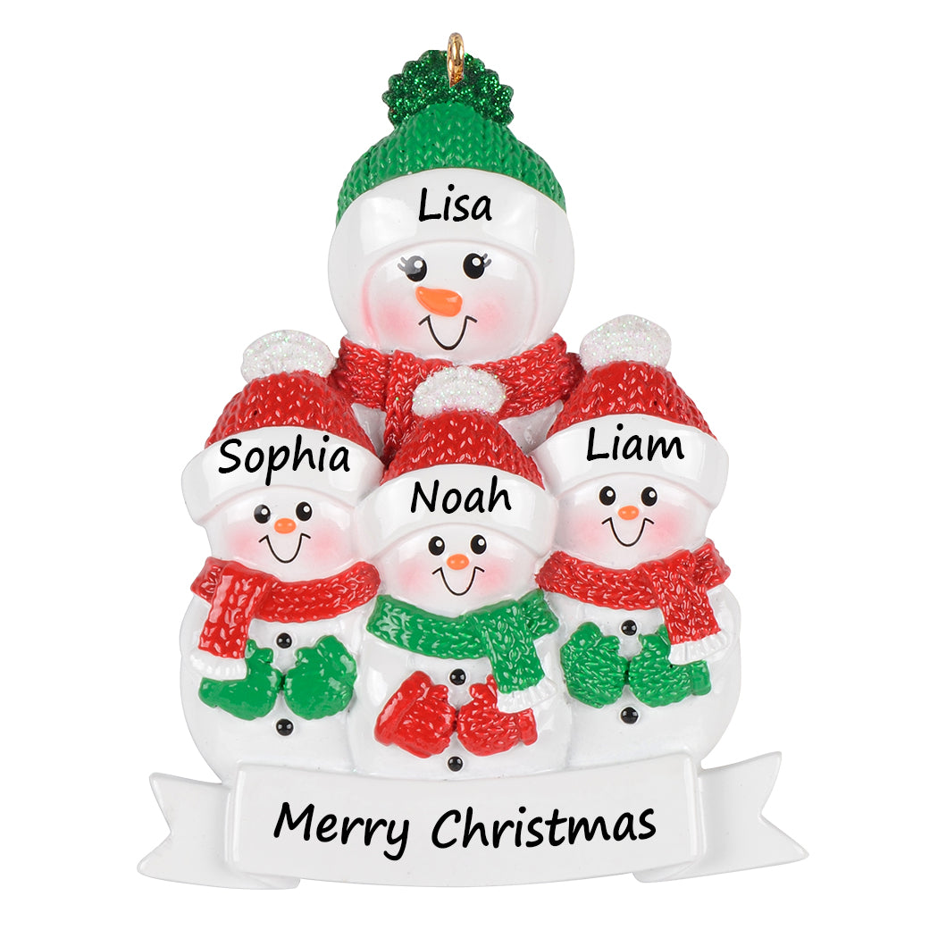 Personalized Grandma Snowman with 3 Grandkids Christmas Ornament