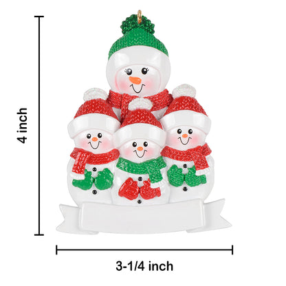 Personalized Grandma Snowman with 3 Grandkids Christmas Ornament