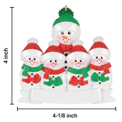 Personalized Grandma Snowman with 4 Grandkids Christmas Ornament