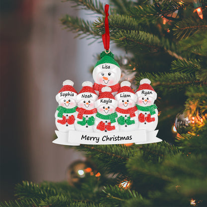 Personalized Grandma Snowman with 5 Grandkids Christmas Ornament