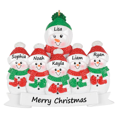 Personalized Grandma Snowman with 5 Grandkids Christmas Ornament