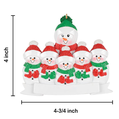 Personalized Grandma Snowman with 5 Grandkids Christmas Ornament