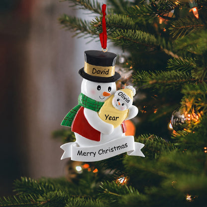 Personalized Grandpa Christmas Ornament with Baby Snowman