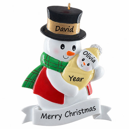 Personalized Grandpa Christmas Ornament with Baby Snowman