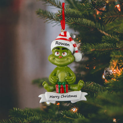Personalized Green Monster Baby Ornament
