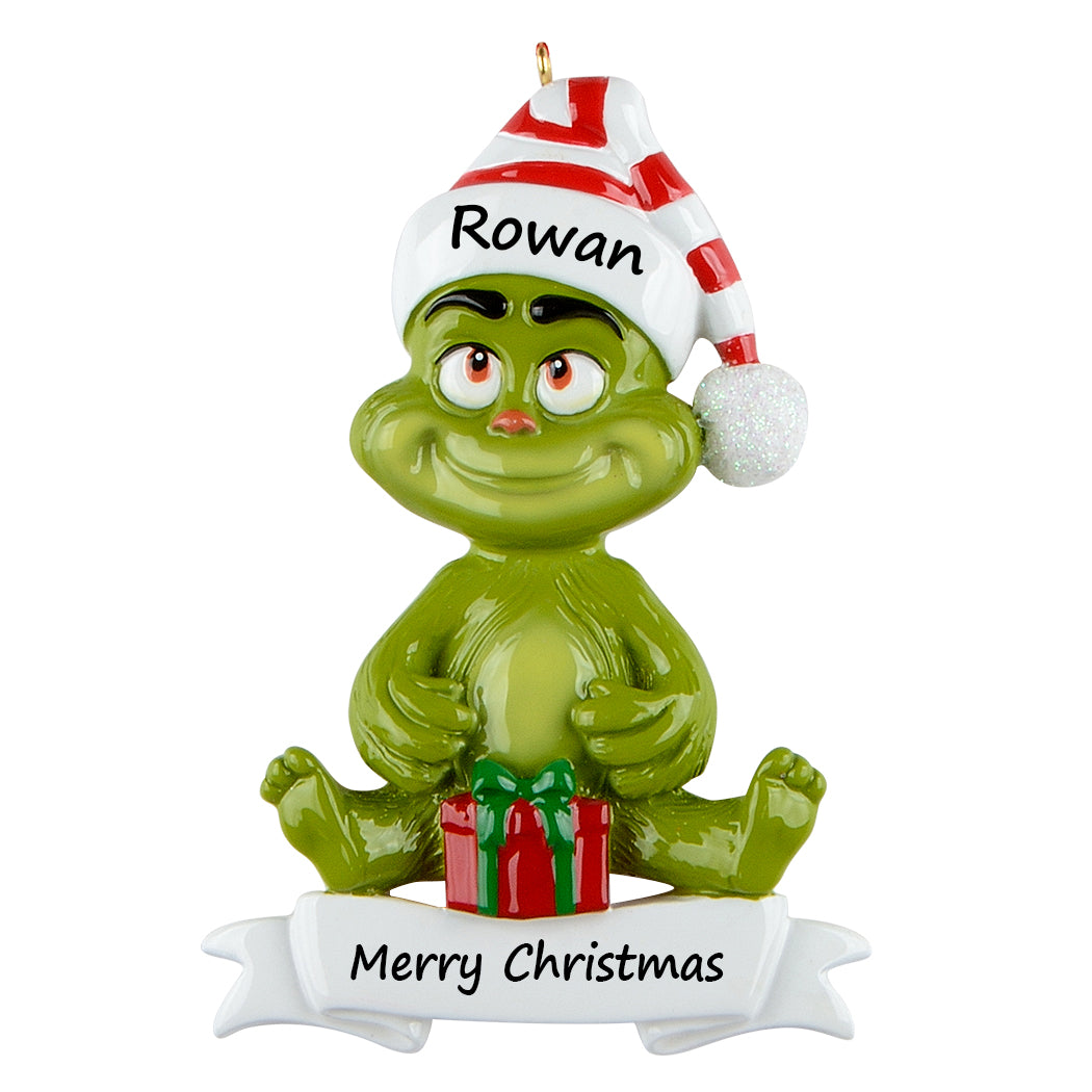 Personalized Green Monster Baby Ornament