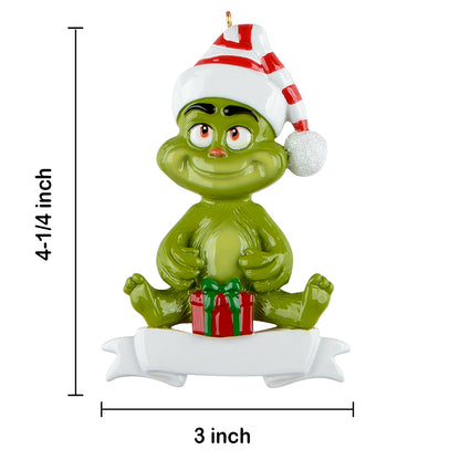 Personalized Green Monster Baby Ornament