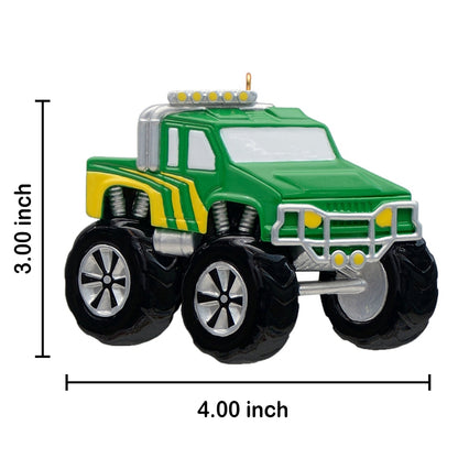 Green Monster Truck Personalized Christmas Ornament