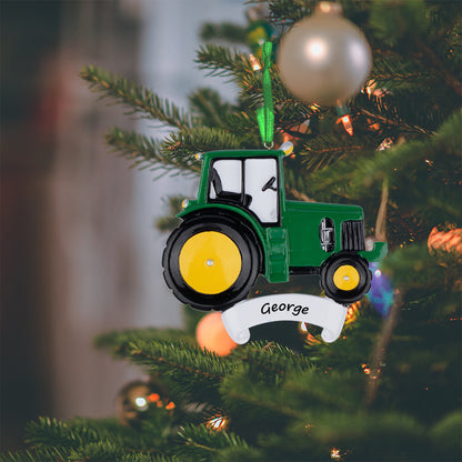 Personalized Green Tractor Ornament