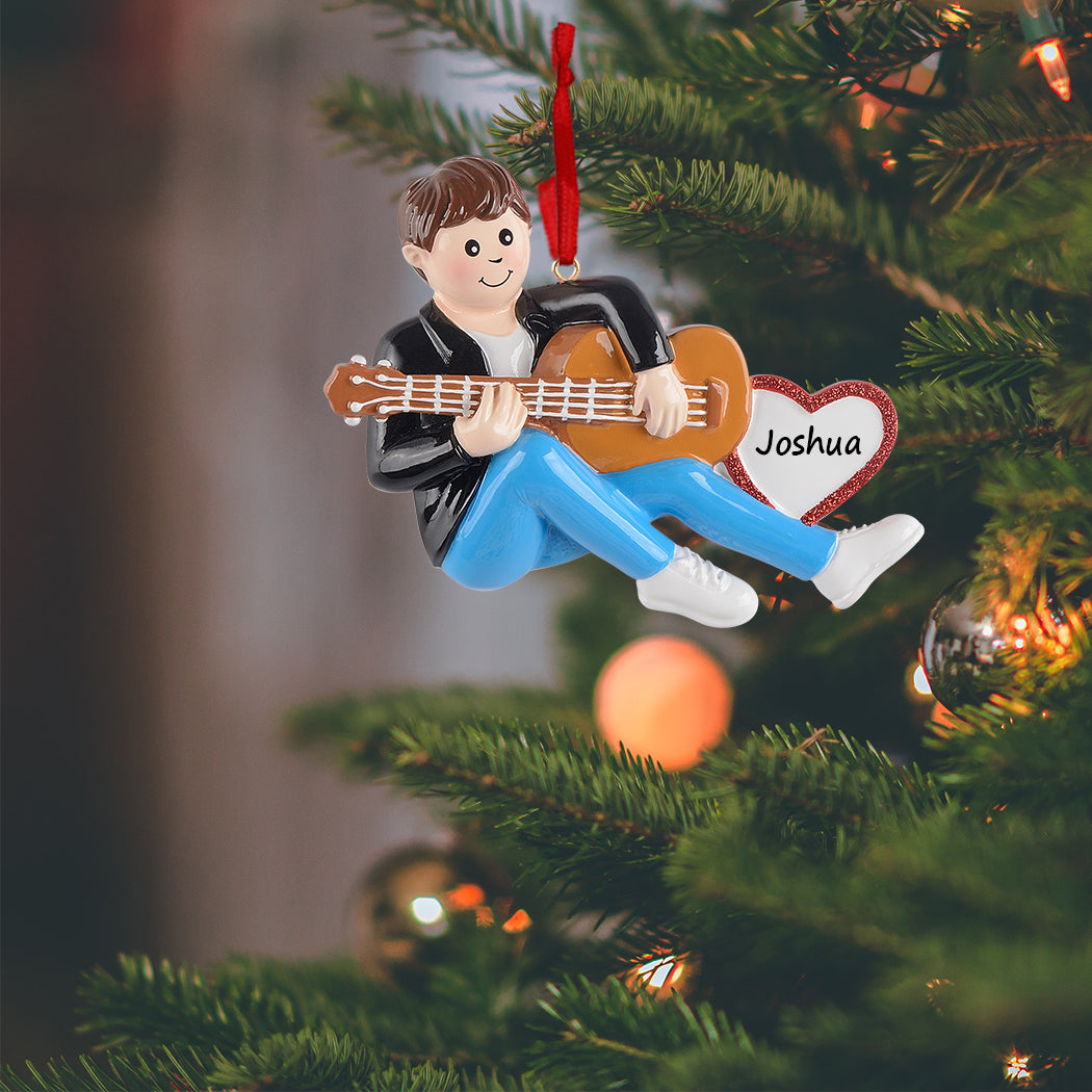 Personalized Guitar Player Boy Ornament