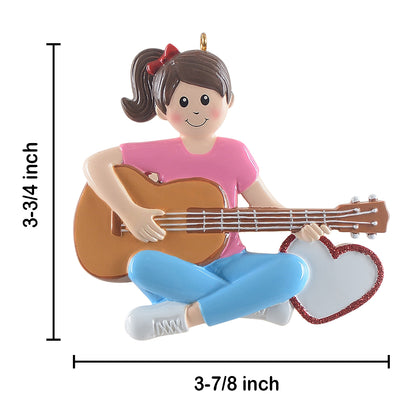 Personalized Guitar Player Girl Ornament