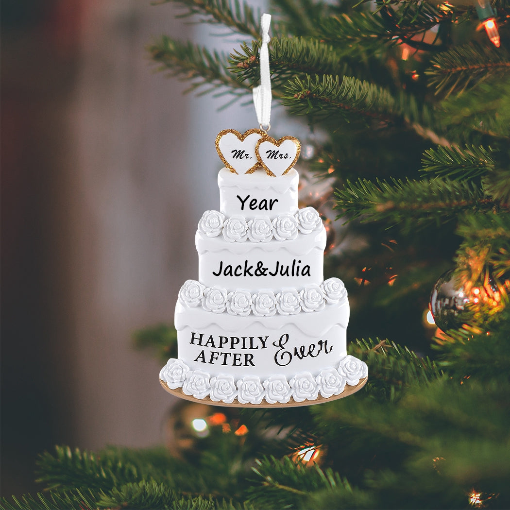 Personalized Happily Ever After Wedding Cake Ornament