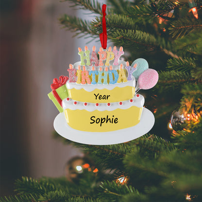 Personalized Happy Birthday Cake Ornament