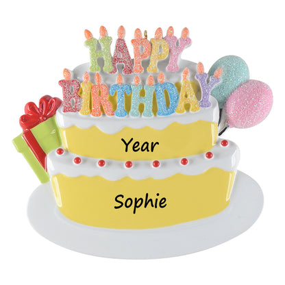 Personalized Happy Birthday Cake Ornament