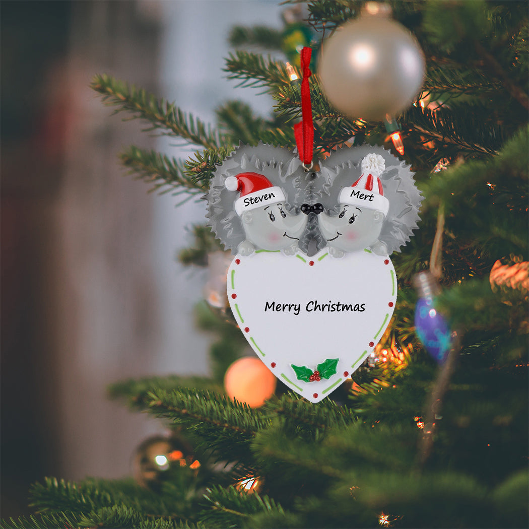 Personalized Hedgehog Couple Ornament