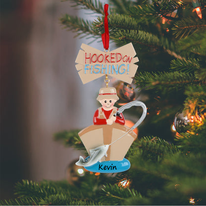 Personalized Hooked on Fishing Ornament
