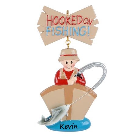 Personalized Hooked on Fishing Ornament