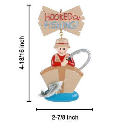 Personalized Hooked on Fishing Ornament